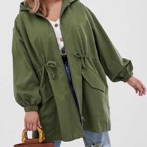 ASOS CURVE Military Green Canvas Parka